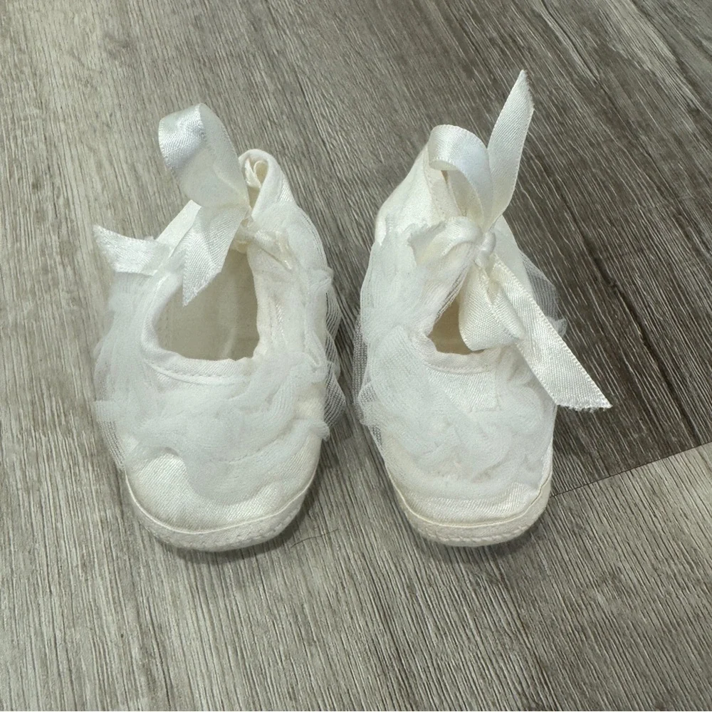 Vintage Gold Bug Baby Booties Infant White Blessing Baptism Wedding Formal